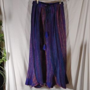 NWT VTG Multicolor Fuzzy Cold Weather Striped Bohemian Skirt - Size M